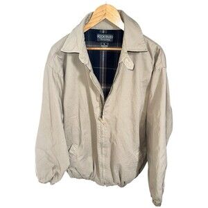 Vintage Mens XL Chore Jacket Barn Coat Canvas Tan Blanket Fleece Lined Pockets